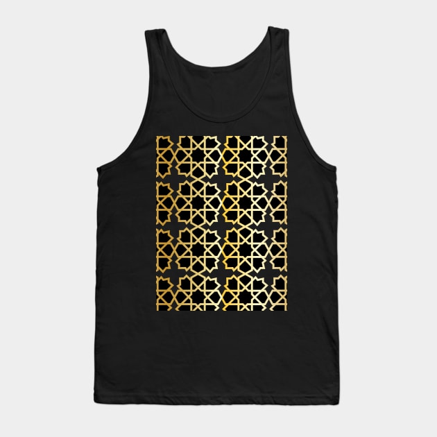 Elegant Black And Gold Moroccan Pattern Tank Top by ArticArtac